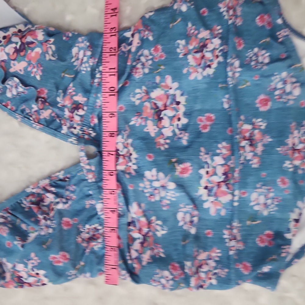 Pinkblush Teal Floral Ruffle Maternity One-Piece Swimsuit floral - Picture 12 of 14